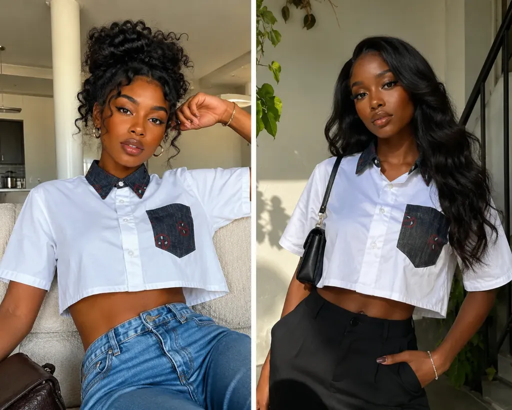 Chemise haut sauté blanc (crop-top)