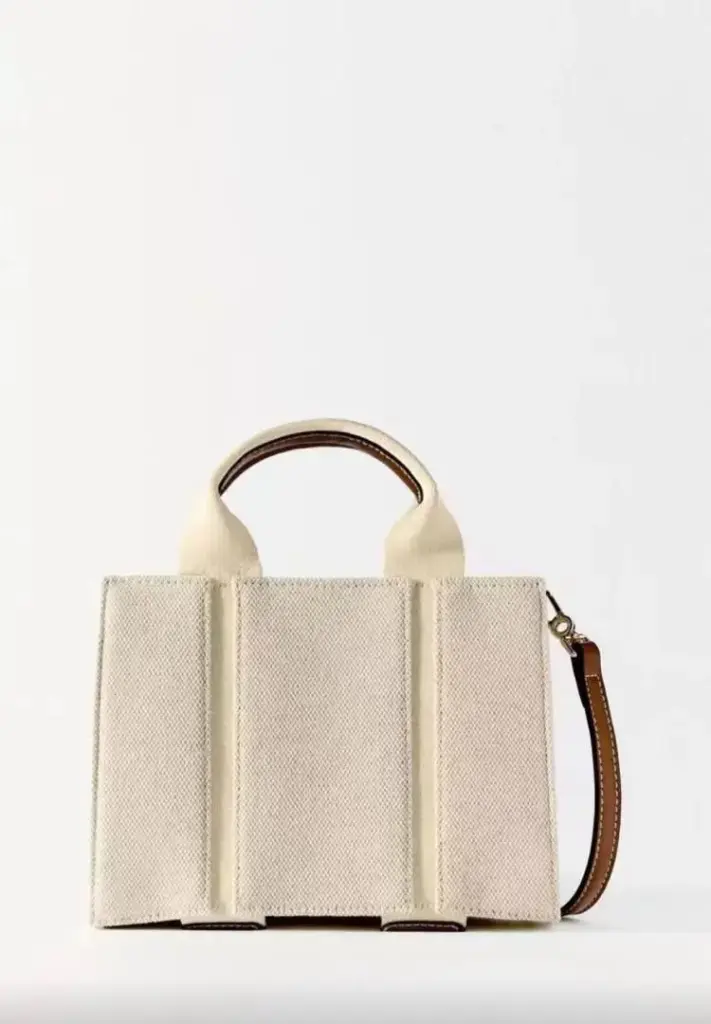 Petit sac fourre-tout - Sac fourre-tout avec bandoulière - Sac fourre-tout en toile avec poches - Mini sac bandoulière - Sac à main bandoulière en toile - Sac en toile beige