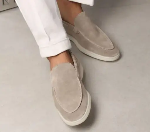 Mocassins marron en cuir velours pour hommes Léger Confortable Bout rond Glisser Sur Mocassin 