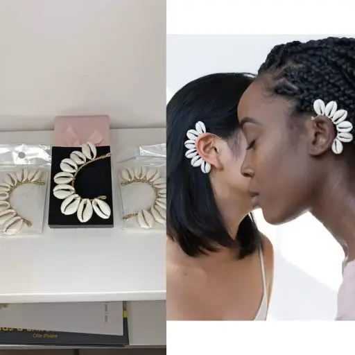 Boucles d'oreilles africaines en coquillages cauris, boucles d'oreilles coquillages,