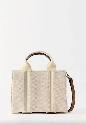 Petit sac fourre-tout - Sac fourre-tout avec bandoulière - Sac fourre-tout en toile avec poches - Mini sac bandoulière - Sac à main bandoulière en toile - Sac en toile beige